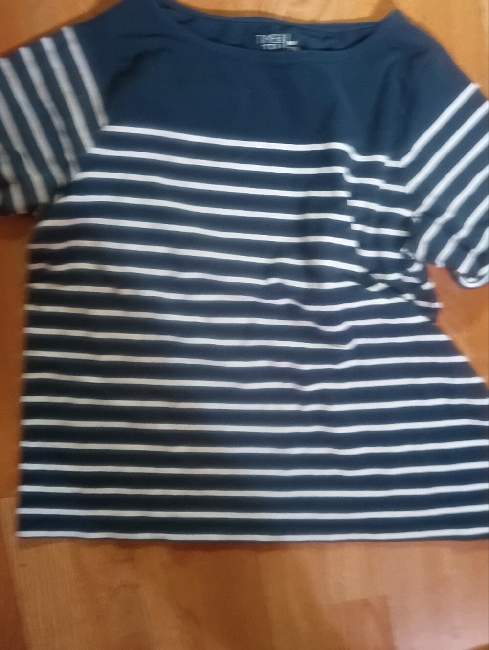Navy & White Striped Womens Tee